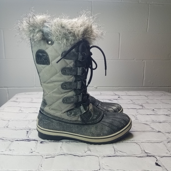 Sorel Tofini tall waterproof gray faux fur boots - Picture 2 of 15